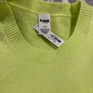 PINK Victoria's Secret Neon Green Crew Neck Sweater